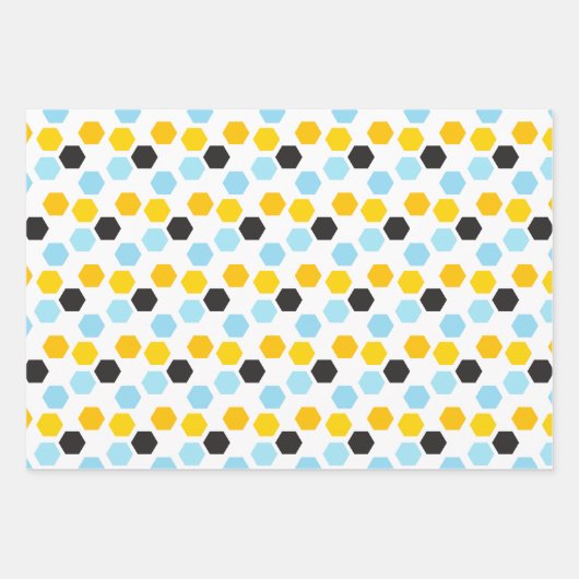 Bumble Bee Honingraat, Stippen en Stripes Patterns Inpakpapier Vel (Voorkant 3)