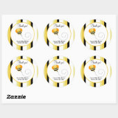 Bumble Bee Hop Bee Sticker Faveur Rond - Striped (Feuille)