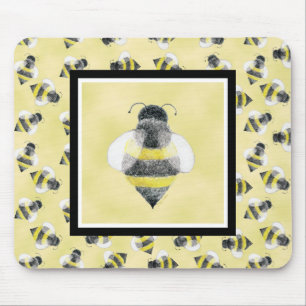 Bumble Bee Illustration Mousepad Muismat