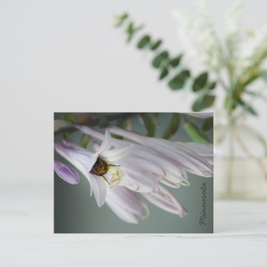 Bumble Bee in het Briefkaart Hosta (Staand voorkant)