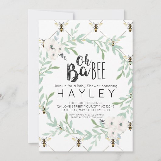 Bumble Bee  Mam to Bee douite Invite Kaart (Voorkant)