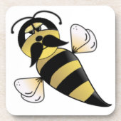 Bumble Bee met Mustache Bier Onderzetter (Voorkant)