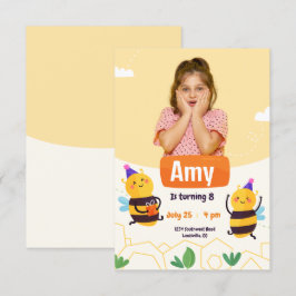 Bumble Bee Modern Photo Birthday Kaart