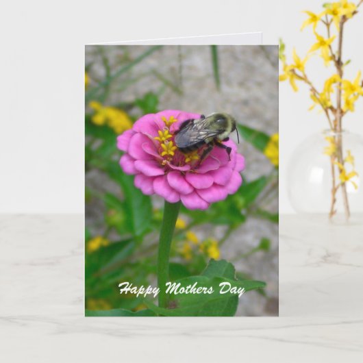 Bumble Bee Moederdag Kaart (Gele Bloem)