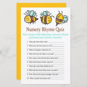 Bumble Bee Nursery Rhyme Quiz baby shower game (Voorkant / Achterkant)