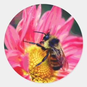 Bumble bee op Daisy Flower Art Ronde Sticker