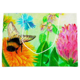 Bumble Bee op een Dandelion Flower Illustration Groot Cadeauzakje