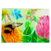 Bumble Bee op een Dandelion Flower Illustration Groot Cadeauzakje (Achterkant)