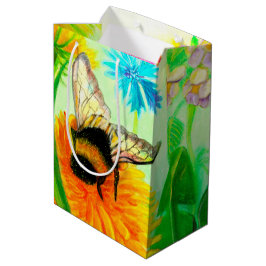 Bumble Bee op een Dandelion Flower Illustration Medium Cadeauzakje