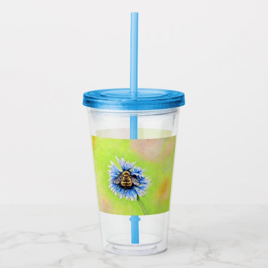 Bumble Bee op een ventilator schilderen Acryl Drinkbeker (Voorkant)