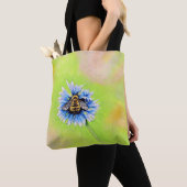 Bumble Bee op een ventilator schilderen Draagtas (Dichtbij)