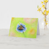 Bumble Bee op een ventilator schilderen Kaart (Gele Bloem)