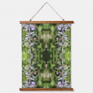 Bumble Bee op Paarse Flower Natuur Abstract Hangend Wandkleed