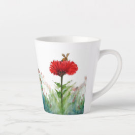 Bumble Bee op Red Zinnia Small Latte Mok