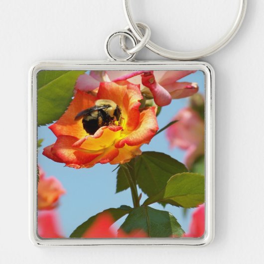 Bumble Bee op roos Sleutelhanger (Voorkant)