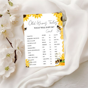 Bumble Bee Oude WiVes Tales Baby shower Game Kaart