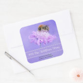 Bumble Bee Perched op een Roze Bloem Honing Vierkante Sticker (Envelop)