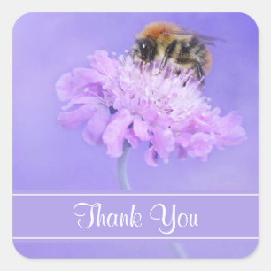 Bumble Bee Perst op een Roze Bloem Dank u Vierkante Sticker