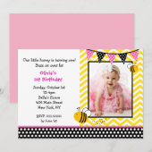 Bumble Bee Photo Birthday Party Invitations Kaart (Voorkant / Achterkant)