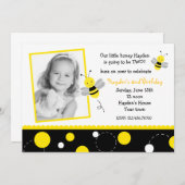 Bumble Bee Photo Invitations à la fête d'anniversa (Devant / Derrière)
