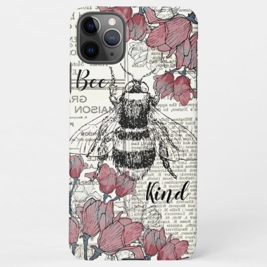  Bumble Bee Pink Floral iPhone Hoesje (Achterkant)