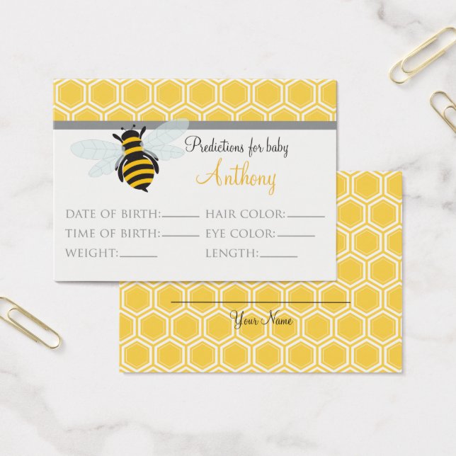 Bumble Bee Predications Baby shower Kaart Grote (Kantoor)