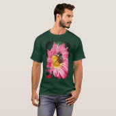 Bumble Bee roze Daisy Flower T-shirt (Voorkant volledig)