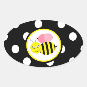 Bumble bee - roze / zwart ovale sticker