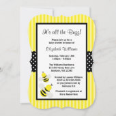 Bumble Bee Striped Dots Baby Shower Invitations (Devant)