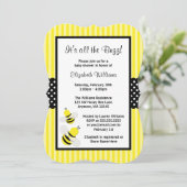 Bumble Bee Striped Dots Baby Shower Invitations (Debout devant)