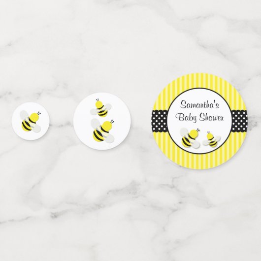 Bumble Bee Striped Polka Dots Baby shower Confetti (Achterkanten)