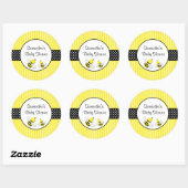 Bumble Bee Striped Polka Dots Baby shower Ronde Sticker (Vel)