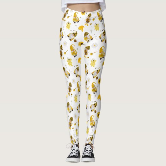 Bumble Bee Sunflower Jaune Gnome Leggings (Devant)