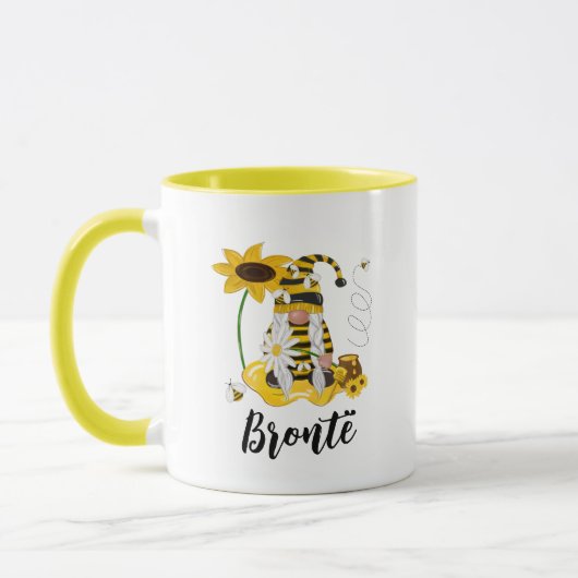 Bumble Bee Sunflower Personnalisée Gnome Mug (Gauche)