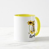 Bumble Bee Sunflower Personnalisée Gnome Mug (Devant droit)