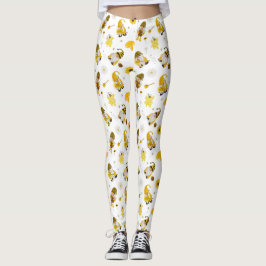 Bumble Bee Sunflower Yellow Gnome Leggings