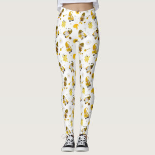 Bumble Bee Sunflower Yellow Gnome Leggings