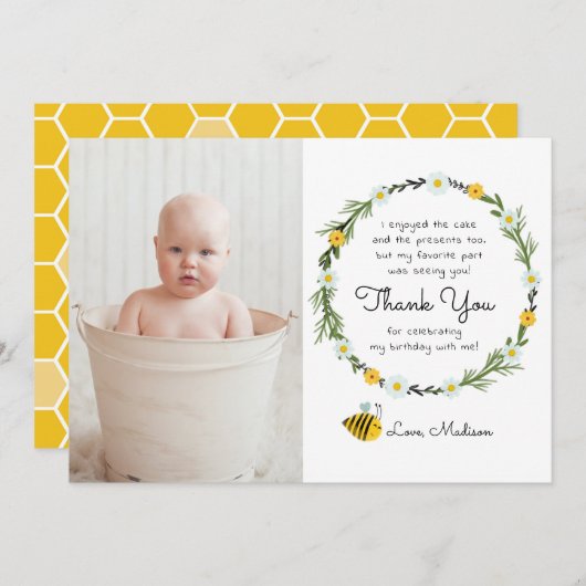 Bumble Bee Thema Verjaardag Dank u kaarten (Voorkant / Achterkant)