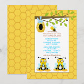 Bumble Bee Twins Garçon Baby Faire-part de naissan (Devant / Derrière)