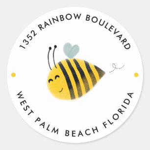 Bumble Bee Verjaardag Retouradres Ronde Sticker