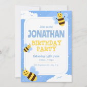 Bumble Bee Verjaardag Uitnodiging, Bee 1e Verjaard Kaart (Voorkant)