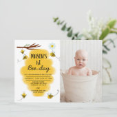 Bumble Bee Verjaardagsfeest Foto uitnodiging (Staand voorkant)