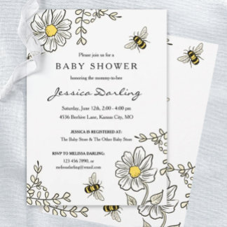 Bumble bee Virtual Baby Shower-uitnodigingen Kaart