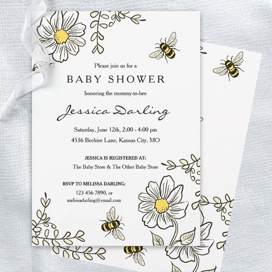 Bumble bee Virtual Baby Shower-uitnodigingen Kaart