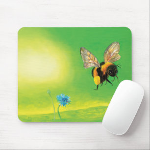 Bumble bee vliegt over een weide Illustratie Muismat