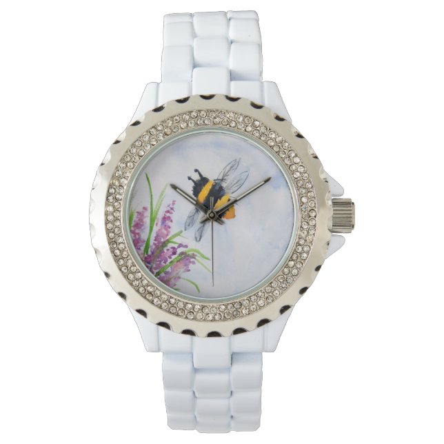 Bumble Bee Waterverf Horloge (Voorkant)