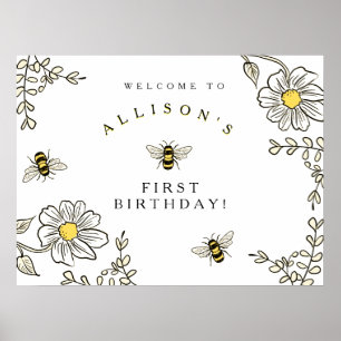 Bumble Bee Welcome for Bumble Bee Birthday Poster