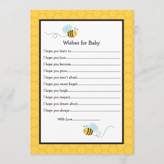 Bumble Bee Wishes for Baby Advice Kaarten (Voorkant)