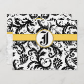 Bumble Bee Yellow Damask Carte de réponse (Devant / Derrière)