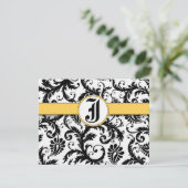 Bumble Bee Yellow Damask Carte de réponse (Debout devant)